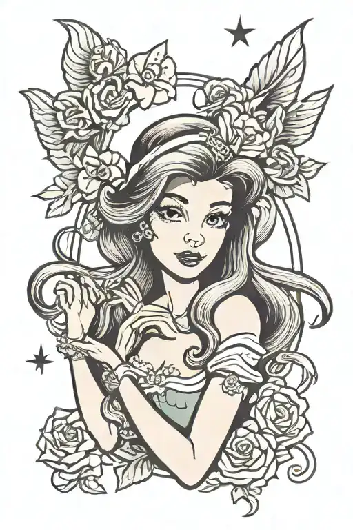 ariel Disney princess tattoo design idea