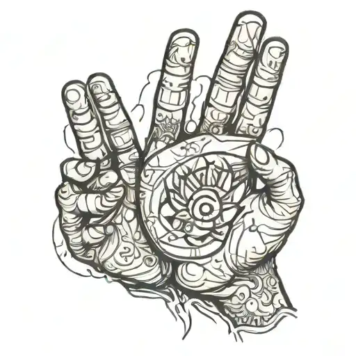 hands of victory in iraq country outline tattoo design idea