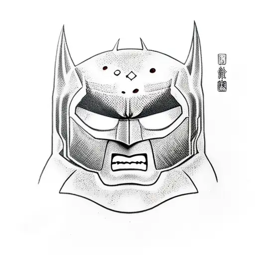 Sad Batman looks from mirror tattoo design idea