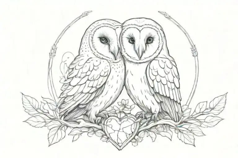 barn owl and anatomical heart   tattoo design idea