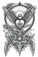 cross, sun, eagle, wings, heart  tattoo design idea