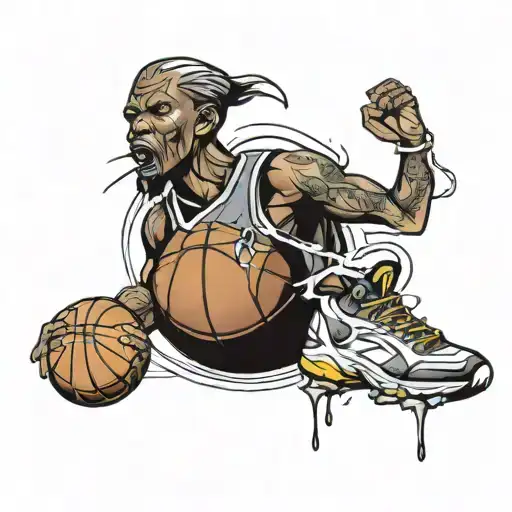 basketball and ghetto tattoo design idea