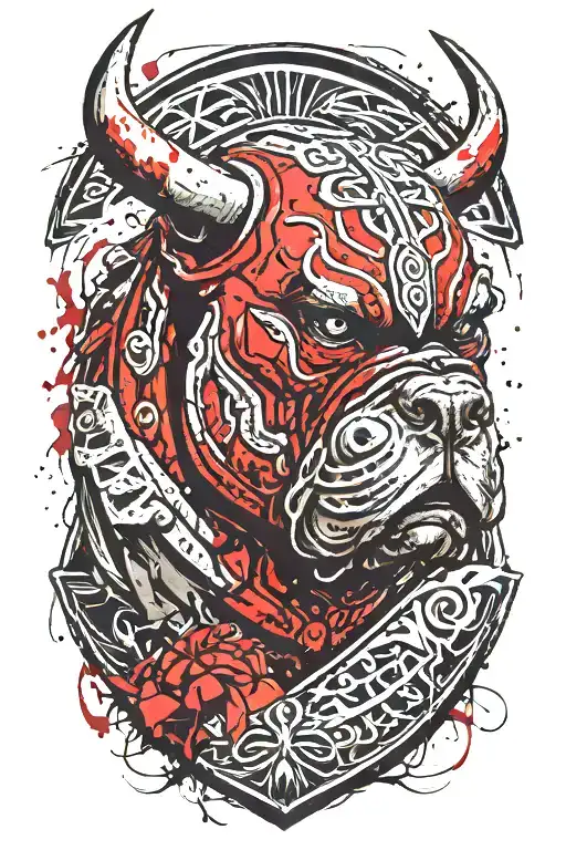 Hungarian ancestry Viking Pagan bulldog steel armor wooden shield tattoo design idea
