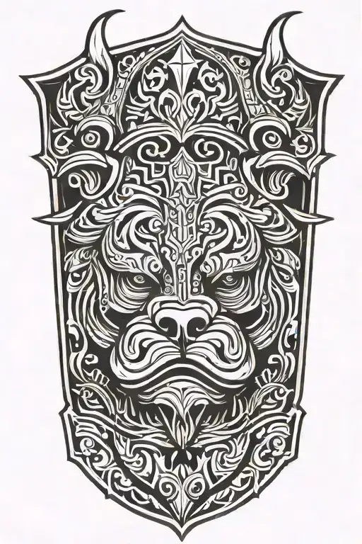 Hungarian ancestry Viking Pagan bulldog steel armor wooden shield tattoo design idea