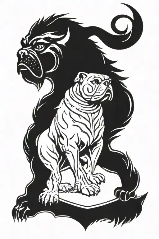 Hungarian ancestry Viking Pagan bulldog steel armor wooden shield tattoo design idea