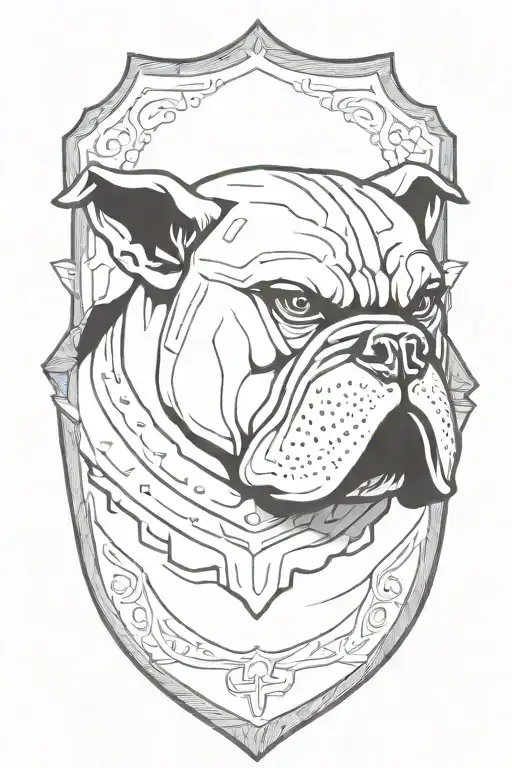Hungarian ancestry Viking Pagan bulldog steel armor wooden shield tattoo design idea