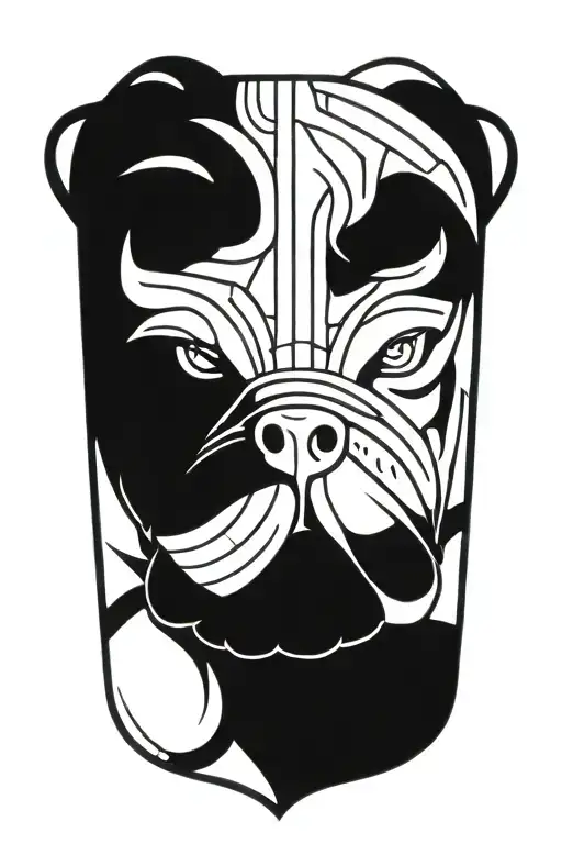 Hungarian ancestry Viking Pagan bulldog steel armor wooden shield tattoo design idea