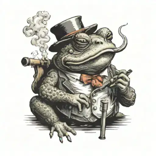 hungarian warrior toad smoking a pipe tattoo design idea