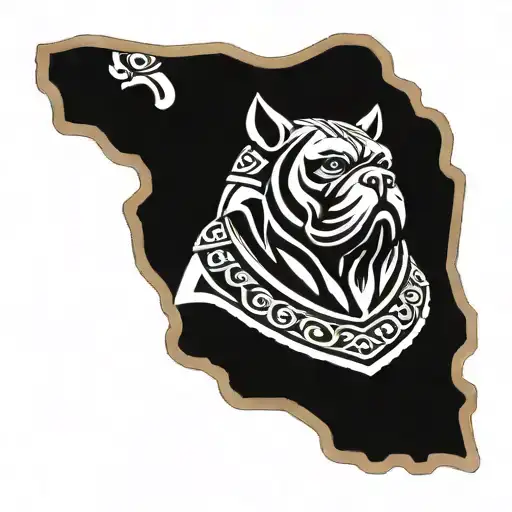 Hungarian ancestry Viking Pagan bulldog steel armor wooden shield tattoo design idea