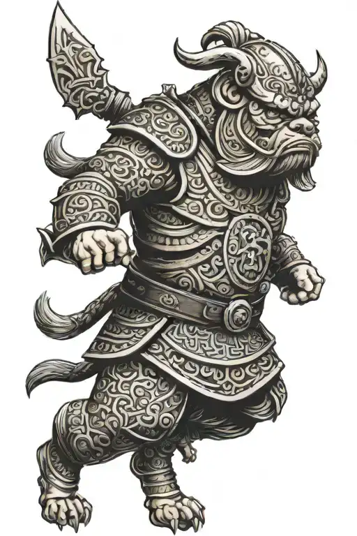 Hungarian ancestry Viking Pagan bulldog steel armor wooden shield tattoo design idea