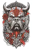 Hungarian ancestry Viking Pagan bulldog steel armor wooden shield tattoo design idea