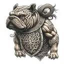 Hungarian ancestry Viking Pagan bulldog steel armor wooden shield tattoo design idea