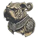Hungarian ancestry Viking Pagan bulldog steel armor wooden shield tattoo design idea
