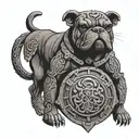 Hungarian ancestry Viking Pagan bulldog steel armor wooden shield tattoo design idea
