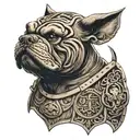 Hungarian ancestry Viking Pagan bulldog steel armor wooden shield tattoo design idea