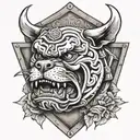 Hungarian ancestry Viking Pagan bulldog steel armor wooden shield tattoo design idea