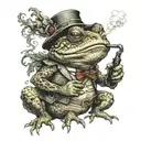 hungarian warrior toad smoking a pipe tattoo design idea