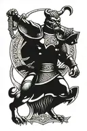Hungarian ancestry Viking Pagan bulldog steel armor wooden shield tattoo design idea