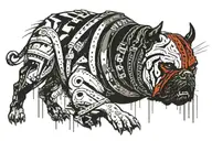 Hungarian ancestry Viking Pagan bulldog steel armor wooden shield tattoo design idea