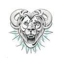 anatomical heart with brain and a lion tattoo design idea