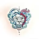 anatomical heart, brain and a lion tattoo design idea