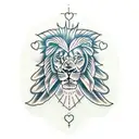 anatomical heart, brain and a lion tattoo design idea