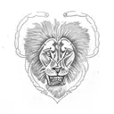 anatomical heart, brain and a lion tattoo design idea