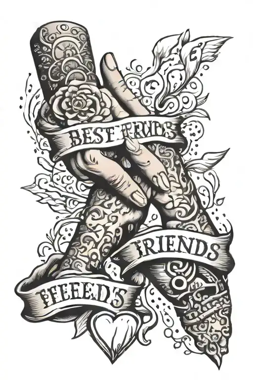 wording saying "best friends for life pinky promise " with Japanese writing saying "sanders" tattoo design idea