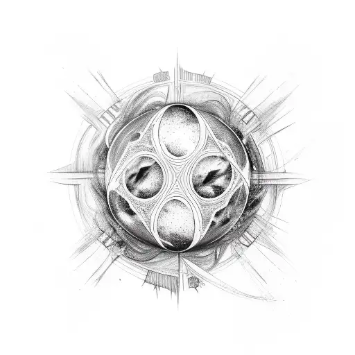 An abstracts black color Tattoo that contains Venus planet, ravine, Pistacia tree tattoo design idea