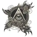 back tattoo that combines the universe, souls, illuminati eye tattoo design idea