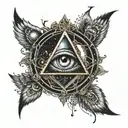back tattoo that combines the universe, souls, illuminati eye tattoo design idea