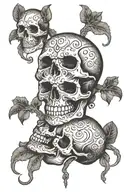 skull with the words saying “see no evil, hear no evil, speak no evil” tattoo design idea