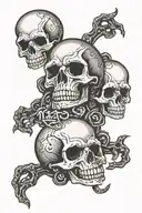 skull with the words saying “see no evil, hear no evil, speak no evil” tattoo design idea