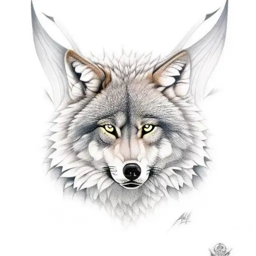 Alpha Wolf with fiery eyes tattoo design idea