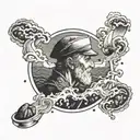 A seafarer navigating through a coffee bean storm tattoo design idea