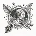 A seafarer navigating through a coffee bean storm tattoo design idea