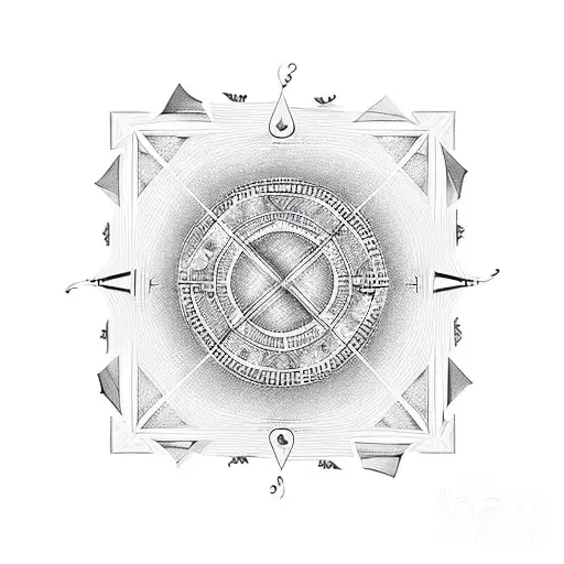 Poker card, spiral staircase, chess king, geometric patterns, South African representation, R&O fusion, Roman numerals,  tattoo design idea