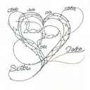 dates for me and my sisters 2001 2003 2004 written tattoo design idea