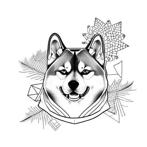 shiba dog with fullcolours tattoo design idea