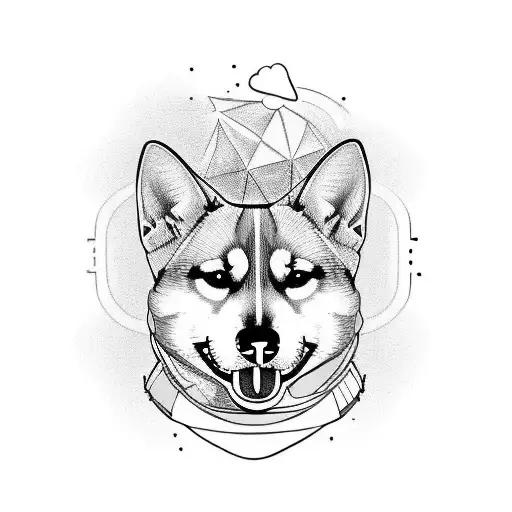 shiba dog with fullcolours tattoo design idea