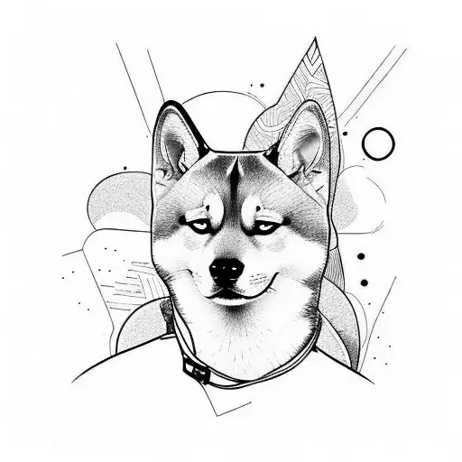 shiba dog with fullcolours tattoo design idea