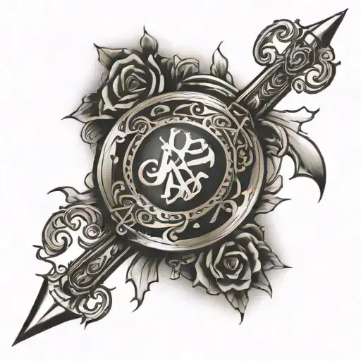 broken sword between 2 bible verses tattoo design idea