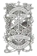 broken sword between 2 bible verses tattoo design idea