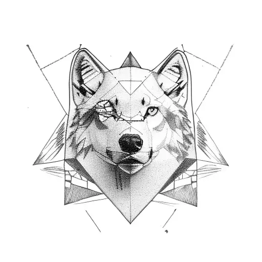 Triangle, top corner with a white wolf, right corner a little bird, left corner a Buffalo. tattoo design idea