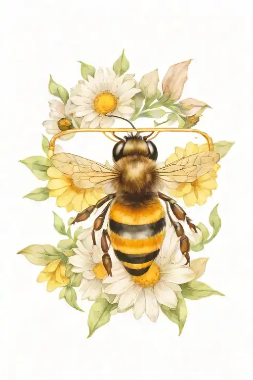 bee glasses daisy tattoo design idea