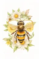 bee glasses daisy tattoo design idea