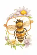 bee glasses daisy tattoo design idea