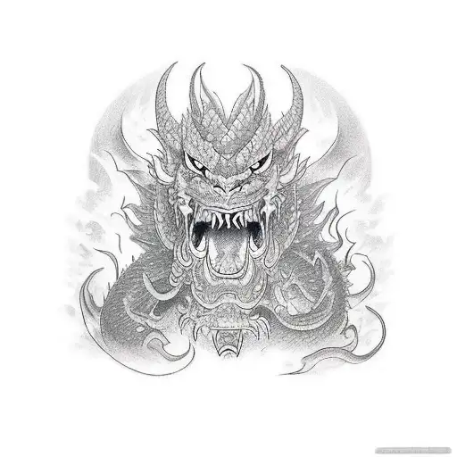 japanese dragon mask drawing