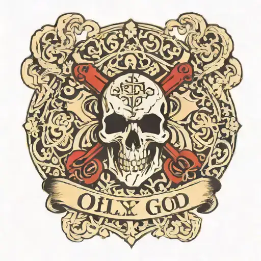 on my quad a tattoo that says "only fear god" with a cross below it  tattoo design idea