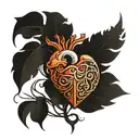 heart with zweihander piercing it tattoo design idea